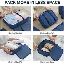 Packing Cubes For Suitcases,Packing Cubes With Shoe Bag, Cosmetics Bag, Clothing Bag, Accessories Bags Packing Cubes For Travel Luggage Organizer Women Men - 9件套裝 海軍藍 - 查看 4