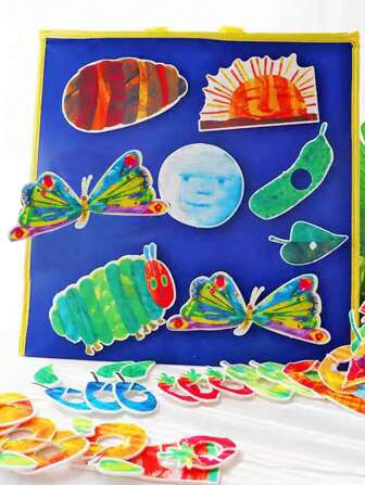 BELLKIDS 36 件/套《好饿的毛毛虫》图画书毛毡玩具、故事演示道具、幼儿园学习辅助工具、教室、学生、教学工具。﻿，返校