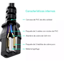 Cable Trifasico De Corriente Alimentacion Pc Cpu Monitor 1.2m - Negro - Ver 4