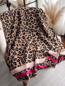 1pc Women's Imitation Cashmere Flower Jacquard Warm Scarf Shawl Suitable For Daily Use In Autumn And Winter EleganLeopard Print