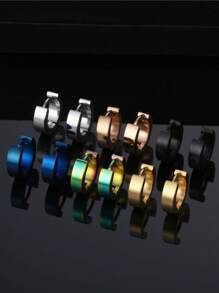 不锈钢男女环形耳环穿孔耳环，男士环形耳环耳穿孔首饰，耳骨夹耳环穿孔耳钉，男女皆宜 - 彩色 - 查看 10