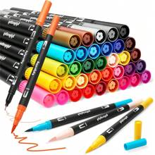 24-Color Art Brush Marker Pen Set, Dual-Tip Highlighter Pens For Coloring, Drawing, Journaling, Writing, Calligraphy, Suitable For Teenagers, Boys, Girls, Adults - Multicolor - View 10