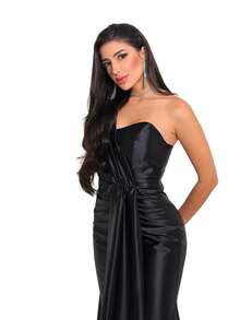 One Shoulder Mermaid Dress - màu đen - Xem 3