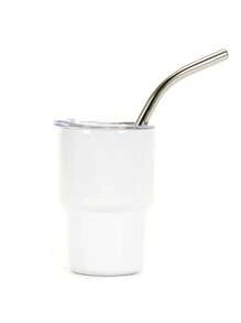 1 件/2 件/6 件不锈钢双层升华迷你不倒翁咖啡杯带盖和吸管水杯双层真空隔热杯适用于酒吧、俱乐部、餐厅、家庭、派对用品返校 - 白色 - 查看 9