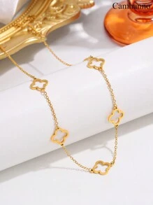 Camhanno 1件优雅大气不锈钢镂空项链适合节日期间送女朋友