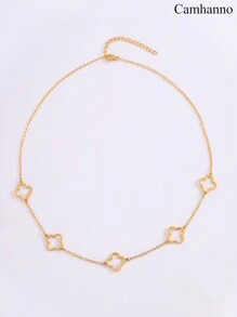 Camhanno 1件优雅大气不锈钢镂空项链适合节日期间送女朋友