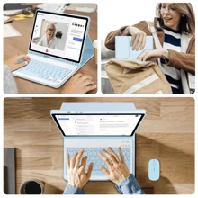 Tastatur Hülle kompatibel mit Galaxy Tab und iPad, Redmi Pad SE, mit abnehmbarer kabelloser Bluetooth Tastatur (150mAh) und Stifthalter