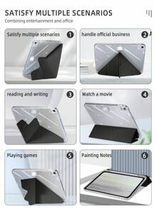 1个亚克力Y型折叠黑色磁吸式平板电脑保护套,多角度可折叠支架带笔槽,高透明亚克力后盖,睡眠/唤醒功能,休闲/简约/经典设计,适用于iPad Mini6/Mini7/9.7/10.2/10.5/Air4/Air5/10th/10.9/Pro11/Air11(M2)/Air13(M2)/Pro11(M4)/Pro13(M4)2024 12.9英寸/iPad Air 13(M3 2025) - 黑色 - 查看 6