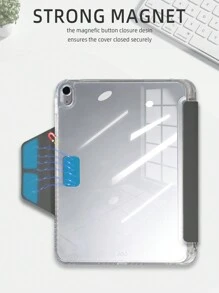 1个亚克力Y型折叠黑色磁吸式平板电脑保护套,多角度可折叠支架带笔槽,高透明亚克力后盖,睡眠/唤醒功能,休闲/简约/经典设计,适用于iPad Mini6/Mini7/9.7/10.2/10.5/Air4/Air5/10th/10.9/Pro11/Air11(M2)/Air13(M2)/Pro11(M4)/Pro13(M4)2024 12.9英寸/iPad Air 13(M3 2025) - 黑色 - 查看 5