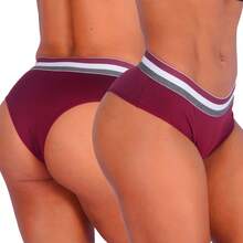 Women's Underwear Panties Thong Lining Cotton Elastic Firmness | 040 - 酒紅色 - 查看 3