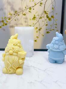 1 pieza Molde de silicona con forma de persona mayor sosteniendo un cartel - Blanco - Ver 5