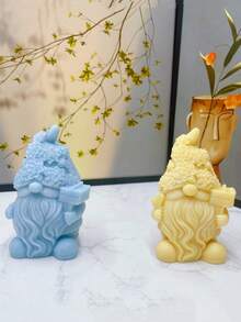 1 pieza Molde de silicona con forma de persona mayor sosteniendo un cartel - Blanco - Ver 1