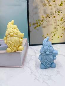 1 pieza Molde de silicona con forma de persona mayor sosteniendo un cartel - Blanco - Ver 4