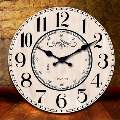 1pc Vintage French Retro London Arabic Number Wooden Wall Clock, AA Battery Powered, 10-16 Inch Silent Non-Ticking Clock, Living Room Bedroom, Spiritual Home Decor, Cafe School Wall Hanging Decoration, Anniversary Gift (No Battery, No Seconds Hand) Room Decor Bedroom Decor Dormitory Decor Back To School