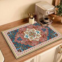 1pc Home Decor Checkered & Diamond Pattern Printed Draining Mat, New Absorbent Kitchen Counter Drying Pad, Dish Drying Mat - Soft Silica Gel Anti-Slip Quick-Dry Pad, Suitable For Kitchen Counter, Coffee Machines - Multicolor - View 12