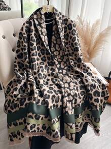 1pc Women's Imitation Cashmere Flower Jacquard Warm Scarf Shawl Suitable For Daily Use In Autumn And Winter EleganLeopard Print