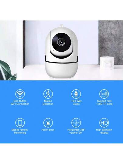 1pc 2K Indoor Security Camera Mobile App, Baby/Elderly/Pet Monitor, 1080P Rotating Home Camera, 2.4G WiFi Two Way Audio, Human Detection, Motion Tracking, SD Cloud Storage view 2