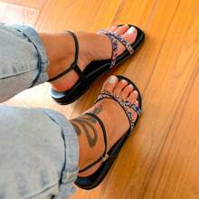 Women's  Sandal Black Colors Strass Luxor - 黑色 - 查看 4