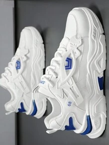 1 Đôi Giày Nam Màu Đỏ Nổ Mạnh Mẽ 2024 Giày Thể Thao Chạy Bộ Thanh Thiếu Niên Giày Thường Ngày - trắng - Xem 4