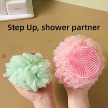 1 件二合一双面身体刷和沐浴丝瓜络海绵，温和呵护肌肤，用于按摩和去角质（款式和颜色随机），包，收纳袋，收纳盒，发夹 - 彩色 - 查看 2