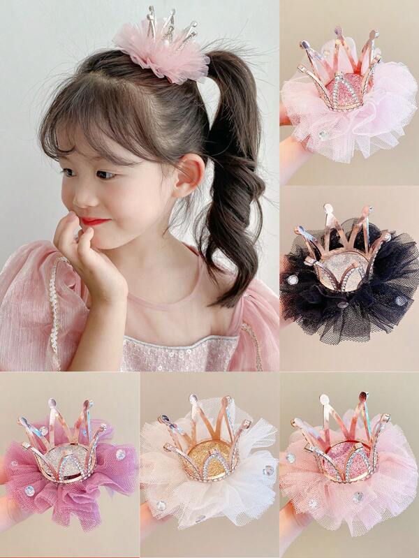 1 pieza Corona de malla para niños, diadema de princesa, tocado de hada, accesorio para el cabello de bebé niña, para sesión de fotos, celebridad de internet, cumpleaños, primer cumpleaños