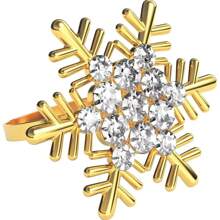 雪花圣诞餐巾环、金银雪花餐巾扣、钻石雪花餐巾环用于餐桌布置 - 乡村风格的餐桌布置装饰，适合婚宴、圣诞节、感恩节假期派对晚宴 - 彩色 - 查看 9