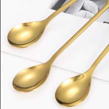 6pcs Gold Color Leaf Dessert Mixing Coffee Spoons Back To School