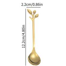 6pcs Gold Color Leaf Dessert Mixing Coffee Spoons Back To School
