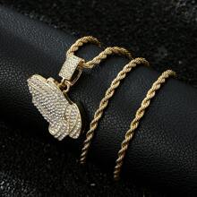 1 件复古麦克风和十字设计编织毛衣链，时尚百搭