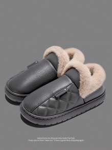 Herren Winterpantoffeln mit geschlossener Zehenpartie, warm und bequem, EVA-Sohle, leicht und weich, rutschfest und haltbar, warme Herrenschuhe, neues Herbst-/Winter-Design, PU-Obermaterial, wasserdicht