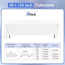 REWOMC 6 Pack Polyester Tablecloths, 60 X 126 Inch Polyester Table Cloth For 8 Foot Rectangle Tables, Stain And Wrinkle Resistant Washable Fabric Table Cover For Wedding Banquet Restaurant Party Multiple Colors,Weddings Graduation Season Outdoor Events Entertain Guests - trắng - Xem 2
