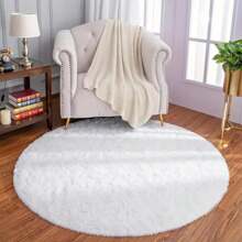 1 Piece Super Soft Round Rug For Kids Room, Fluffy Plush Rug For Girls Bedroom/Dorm, White Home Decor, Modern Non-Slip Living Room Rug, Room Decor Gifts Birthday Graduation