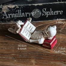 1 pieza Figura decorativa de resina de esqueleto leyendo un libro, decoración creativa de Halloween - Multicolor - Ver 10