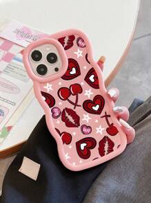 [Heart, Cherry, Lip, New Wave Pink] Compatible With IPhone & Galaxy Phone Cases Compatible With IPhone 11/13/14/15/15Pro Max, IPhone 16/16 Pro/16 Plus/16 Pro Max, Galaxy A14/A04/A12/A21S/A14/A34/A52/A52S/A53 5G/A54/A23/A13/A24 4G/A32 4G/A33 5G/S21 FE/S23 Ultra/S22 Ultra/S24 Ultra