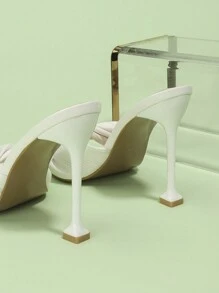 Giày sandal cao gót mũi vuông màu đen dập nổi thoải mái dành cho nữ mùa xuân/hè, kiểu dáng đơn giản thanh lịch, thích hợp cho buổi tối, đám cưới và tiệc tùng. - trắng - Xem 8