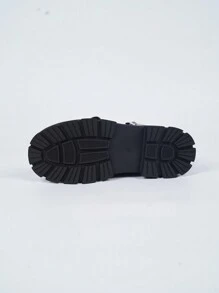 Damen Mode Schnürstiefeletten mit dickem Absatz und seitlichem Reißverschluss, stilvolles Design, geeignet für formelle und lässige Anlässe - Schwarz - Übersicht 8