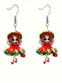 1 Cặp bông tai búp bê sáng tạo hình quả dâu tây, & móc bông tai thanh lịch cho tiệc Giáng sinh, bông tai thời trang cá nhân hóa - Đầy màu sắc - Xem 4