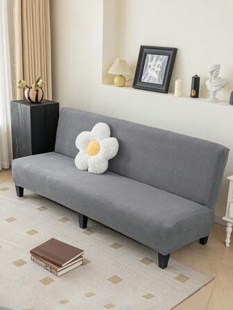1pc Thick Polyester Fiber Sofa Cover, Simple Solid Color Jacquard Durable Sofa Protector Suitable For Home Living Room