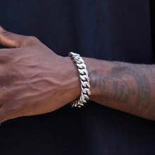 Brazalete de eslabones de acero de titanio premium para hombres