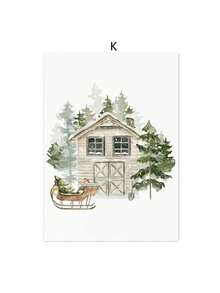 1pc Tranh nghệ thuật treo tường Giáng sinh Trang trại Hình ảnh Rừng Hươu Rừng Áp phích và bản in Tranh vải mùa đông Trang trí nhà Không có khung, Đồ trang trí Giáng sinh, Quà tặng Giáng sinh - Nhiều màu - Xem 14