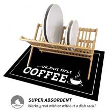 1 pezzo Tappetino asciugatura piatti impermeabile con stampa caffè, super assorbente con retro in gomma antiscivolo, tappetino multifunzionale per la decorazione di cucina e casa per macchina da caffè, piano di lavoro, asciugatura di ciotole e piatti, decorazione casa, decorazione cucina, decorazione feste