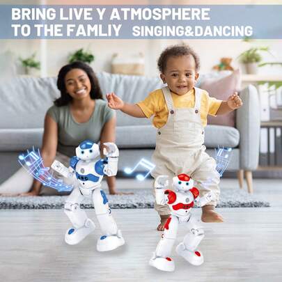 1pc Gesture Sensing Remote Control Arlo Robot, Programmable Smart Robot Companion Toy, Robotic Arm With Free Movement, Glowing Eyes, Singing, Dancing, Programming, Chargeable LED Lights, Suitable For Boys & Girls Ages 3-12, Christmas Gift