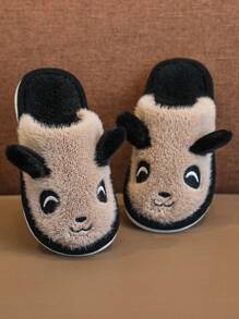 Children's Slippers Autumn/Winter Boys Girls Indoor Home Anti-Slip Fuzzy Warm Cute Slippers - Brown - View 3