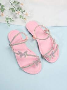 Colorful Rhinestone Bow Dual-Wear Women's Sandals, French Fashion Silver Flat Slippers Suitable For Date, Party, Home, Casual Daily Wear, Summer & Autumn