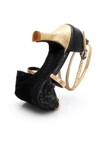 Women Shoes For Latin Tango Chacha Rumba And Wedding Party ,Black Dance Shoes For Ballroom Dance Practice Heels Sandals Indoors Gold, Silver, Light Gray, Black Lace With Sequins Shoes, Sweat-Wicking Lining, Soft Suede Anti-Slip Anti-Static Abrasion Resistant Sole, Heels Mesh Sandals
