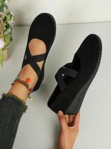 Women's Fashion Casual Slip-On Wedge Thick Sole Anti-Slip Comfy Classic Mary Jane Flat Shoes