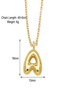 Bubble Letter Stainless Steel Necklace Gold For Women - 18K Gold-Plated Initial Necklace, Delicate Letter Gold Necklace, Layered Gold Necklace, Stylish Initial Necklace Jewelry