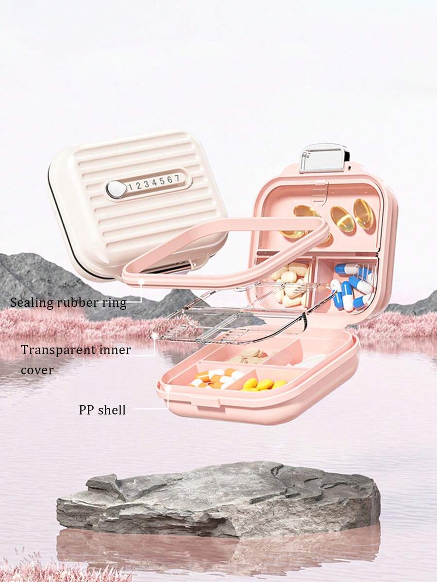 1pc Portable Pill Case, 7-Day Compact Pill Organizer Box, Suitable For Various Pill Sizes, Convenient Medication Reminder - Multicolor - View 1
