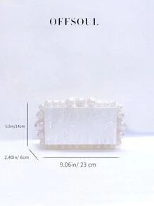 2024新款亚克力个性晚宴包，大理石纹雕刻派对婚礼新娘手提包，女士适用 - 白色 - 查看 6