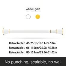 1 pieza Barra de tensión retráctil ajustable con base de plástico y tubo de acero inoxidable, disponible en dorado negro, dorado blanco, dorado gris, dorado verde, sin necesidad de perforación para barras de armario, barras de cortina de ducha, barras de cortina, se ajusta a armario, baño, ventanas, cocina/dormitorio, organizador, organizador, almacenamiento del hogar, camiseta blanca de mujer, pantalones negros de mujer, ropa de invierno para damas, vestido, ropa de invierno para damas, vestidos elegantes de mujer, camisa blanca para damas, manga larga, mono blanco para mujer, vestidos de primavera para mujer, atuendos de primavera para mujer, primavera, ropa de primavera, minimalista, blusas de verano
